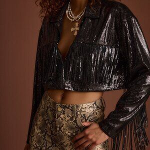 12th Tribe Star Crossed Black Sequin Jacket Size S/M